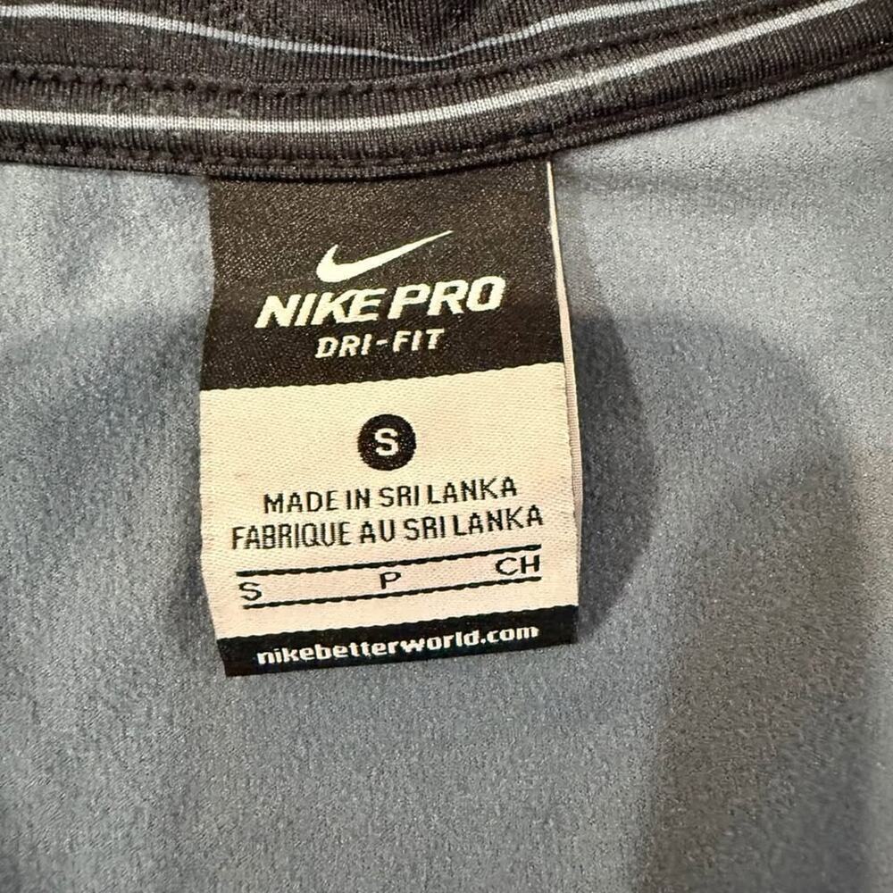 Nike Pro DriFit HalfZip Pullover Athletic Top Women Small Black Stripe Thumbhole - Picture 4 of 7